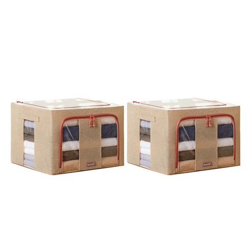 차이나다 다용도 리빙 수납박스 100L, 베이지, 2개