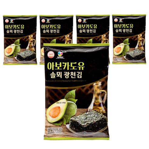 솔뫼식품 더국민 아보카도유 전장김, 20g, 5개