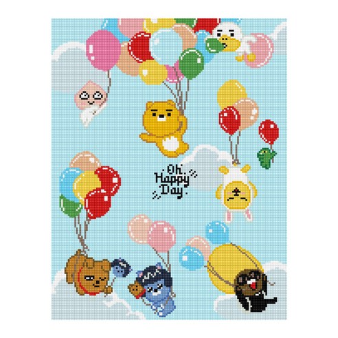 아이러브페인팅 카카오프렌즈 DIY 보석십자수 큐빅 페인팅 40 x 50 cm, 오해피데이 스카이, 1세트