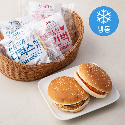 한끼의품격 더블 디럭스 버거 190g x 3팩 + 매콤한 치킨벅 160g x 3팩 (냉동), 1세트 햄버거기프티콘