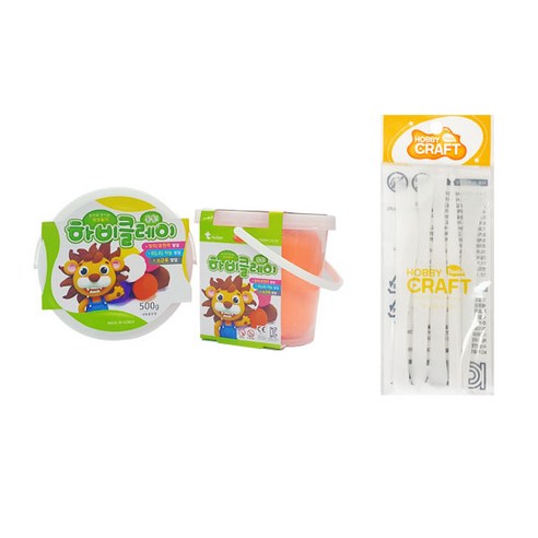 하비클레이 500g x 2p + 점토 도구 5종 세트, 형광주황(클레이), 1개