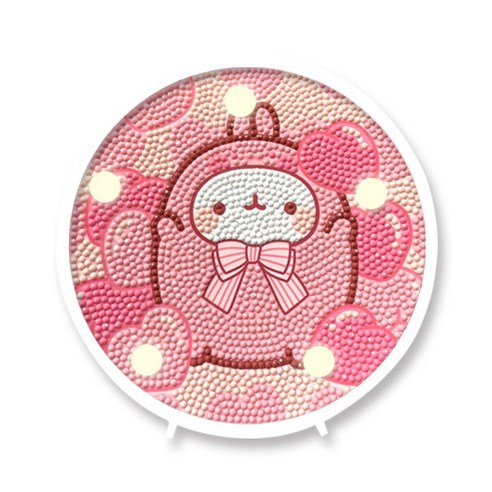 케이엠엘리 3D 동물친구들 무드등 만들기 보석십자수 키트 14.7 x 14.7 cm, 토끼 몰랑이, 1개