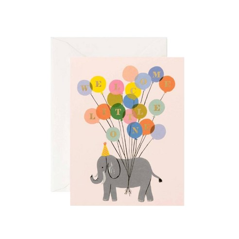 라이플페이퍼 WELCOME ELEPHANT 카드, 혼합색상, 1개