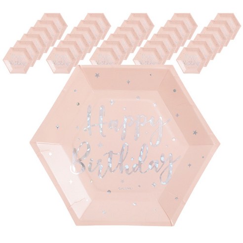 JOYPARTY 생일파티 접시 20cm 6p, 트윙클핑크, 12개