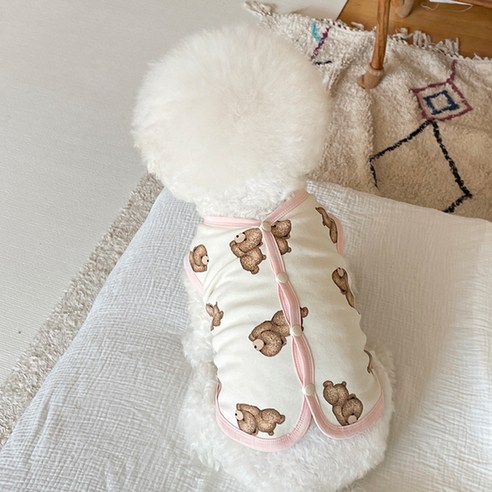 바이담수미 반려견옷 레이지곰조끼, 크림