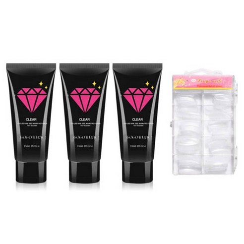 고고블랑 네일연장 폴리젤 45ml 세트, 폴리젤 클리어 + 클리어핑크 2p + 연장팁 일반형 100p + 구성품 3종, 1세트