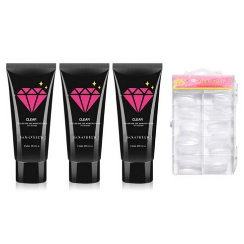 고고블랑 네일연장 폴리젤 45ml 세트, 폴리젤 클리어핑크 2p + 화이트 + 연장팁 일반형 100p + 구성품 3종, 1세트