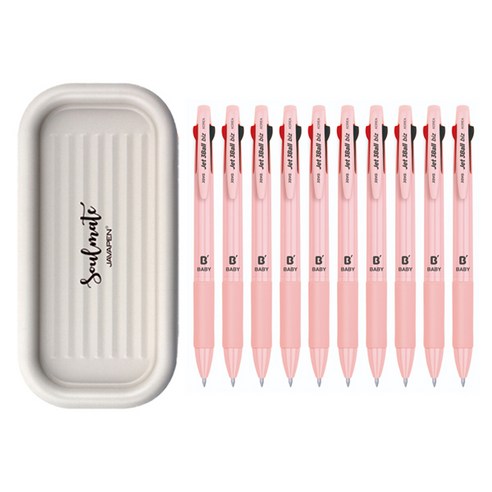자바펜 제트3볼 비즈 베이비 볼펜 0.5mm 12p + 소울메이트 펜트레이 랜덤발송 세트, 피치, 1세트