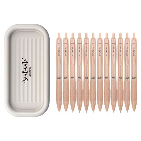 자바펜 제트라인 비즈 빈티지 볼펜 0.5mm 12p + 소울메이트 펜트레이 랜덤발송 세트, 피치, 1세트
