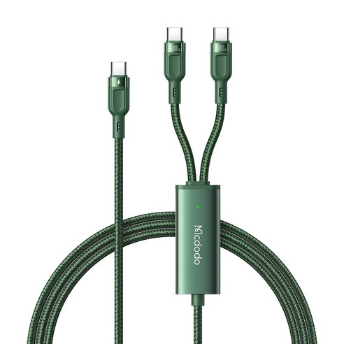 맥도도 2in1 C타입-C타입 100W + C타입 PD 고속충전 케이블 CA-747, 그린