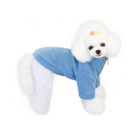 MING 강아지 고양이 목폴라 티셔츠, 블루