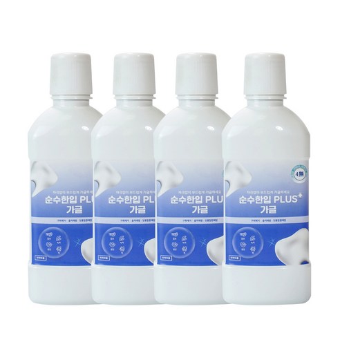 순수한입 플러스 후레쉬 가글 구강청결제, 600ml, 4개