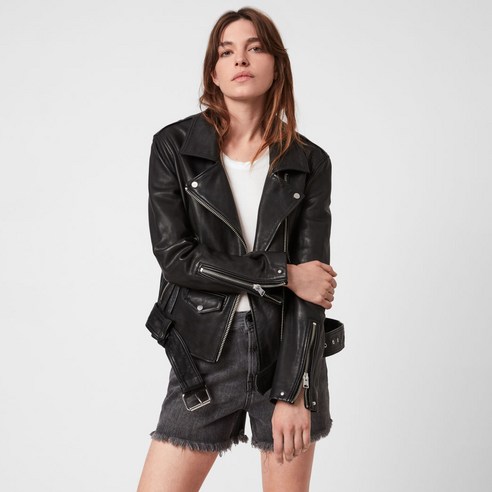 올세인츠 여성용 Leather LUNA BIKER 자켓
