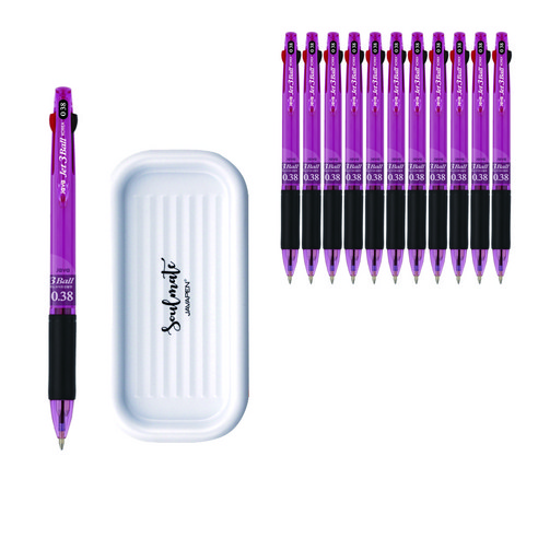 자바펜 제트3볼 펜 0.38mm 12p + 펜트레이 세트, 퍼플(볼펜), 랜덤발송(펜트레이), 1세트