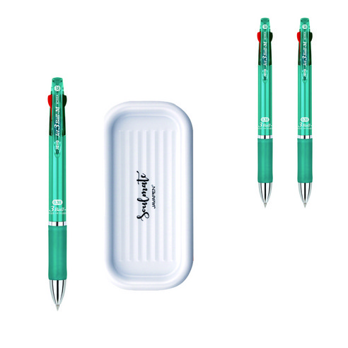 자바펜 제트3볼 M 펜 0.38mm 3p + 펜트레이 세트, 민트(볼펜), 랜덤발송(펜트레이), 1세트