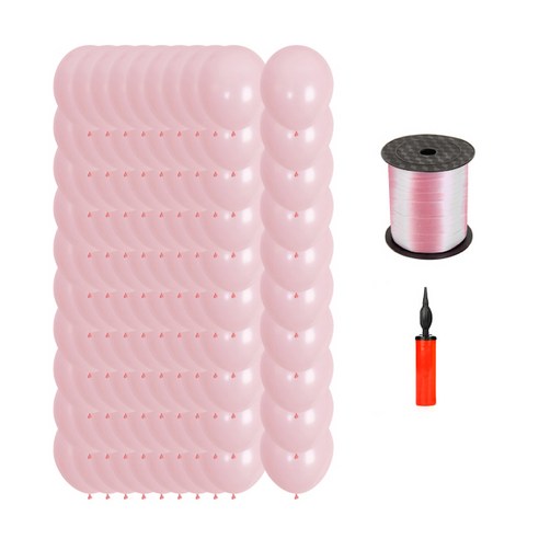 마켓감성 캔디 펄 풍선 30cm 100p + 펌프 랜덤발송 + 리본끈, 라이트핑크, 1세트
