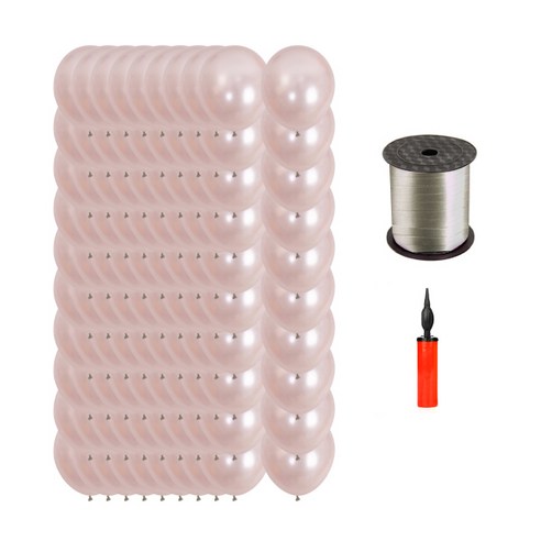 마켓감성 캔디 펄 풍선 30cm 100p + 펌프 랜덤발송 + 리본끈, 실버, 1세트