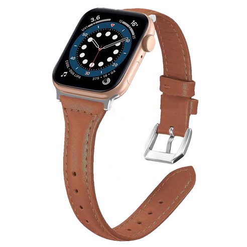 디지지 애플워치 호환 슬림 가죽스트랩, 베이지