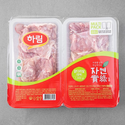 자연실록 무항생제 인증 닭정육 닭다리살, 1000g, 1개