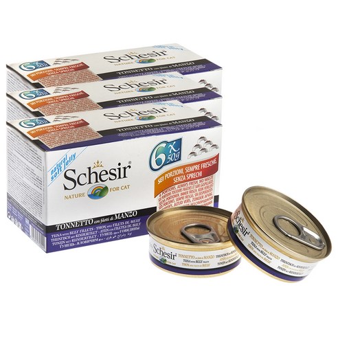 쉐지애 고양이 젤리 캔 50g x 6p, 참치 + 소고기 + 쌀 혼합맛, 3개