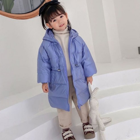 엔젤아이 여아용 허리조임 모자롱패딩