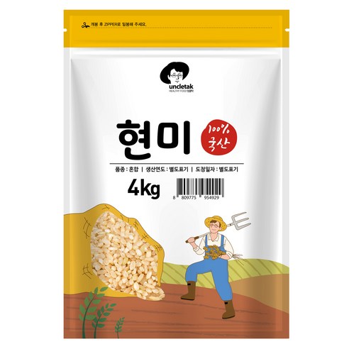 엉클탁 국산 현미, 1개, 4kg