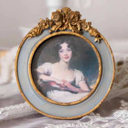 빈티지 골드프레임 그라우 앤틱 미니액자 원형, 혼합색상