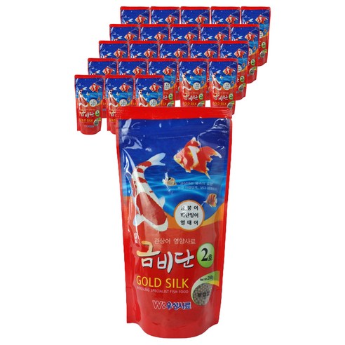 금비단 골드실크 금붕어 잉어 사료 중간 입자 2호, 250g, 24개