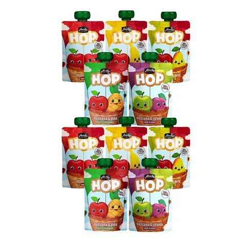 아넬라 홉 짜먹는 생과일 퓨레 5종 맛보기 세트, 사과,사과배,바나나,생푸룬,파인애플, 2세트