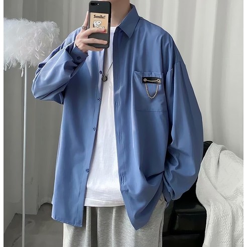 oversize overfit 男裝 時尚 服裝 上衣 休閒 襯衫 成年男 成年男子