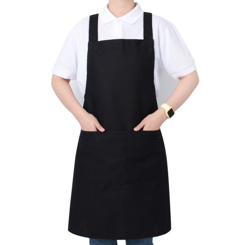 라미아스텔라 면 H형 무지 카페 바리스타 앞치마, 블랙, 1개