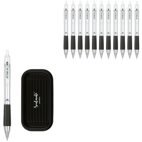 자바펜 제트라인M biz 볼펜 1.0mm 12p + 펜트레이 세트, 실버(볼펜), 랜덤발송(펜트레이), 1세트