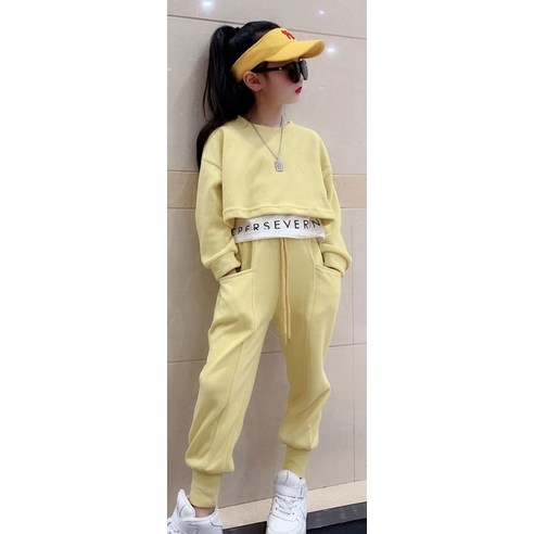 童裝時尚女孩服裝上下裝褲子褲子套裝女孩女孩女孩衣服