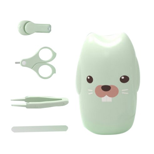 미빌 유아용 부엉이 물개 손톱깍이 세트, 그린 물개, 1세트