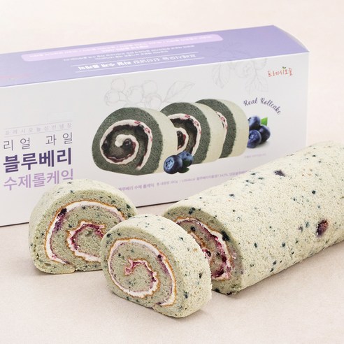 프레시오늘 신선냉장 리얼 과일 블루베리 수제 롤케익, 380g, 1개