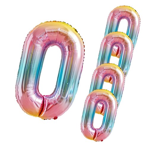101cm 숫자 컬러풀 0 풍선, 혼합색상, 5개