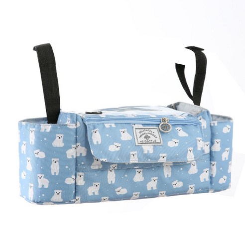 JCP 패턴 와이드 기저귀 멀티백, 블루, 길이 38cm x 높이 14cm x 폭 14cm
