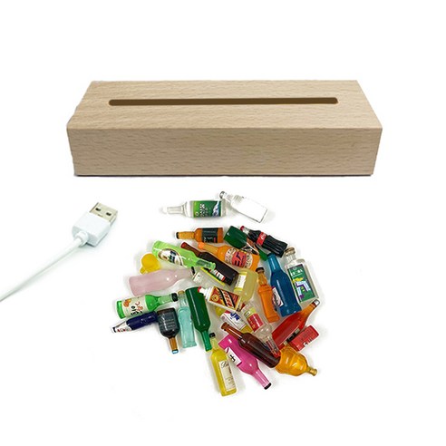 더깔끔 DIY USB 무드등 키트 사각형 + 미니어처 소품 30p, 노랑(USB 무드등), 랜덤발송(미니어처)