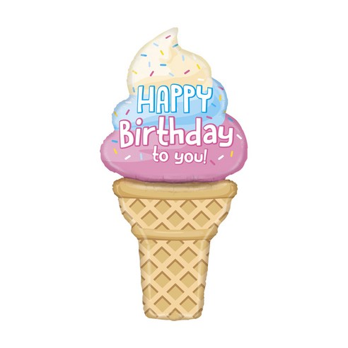 그라보벌룬 은박풍선 스페셜 딜리버리팩 초대형 생일아이스크림 1.5m, 혼합색상, 1개