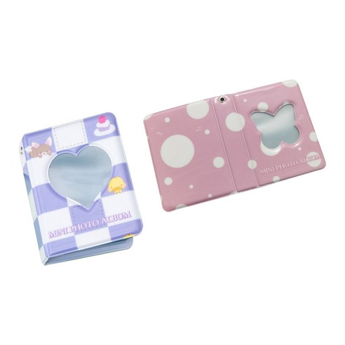 Healingcare 콜렉트북 탑로더 포카슬리브 2종 세트, 54 격자 하트, 분홍 나비