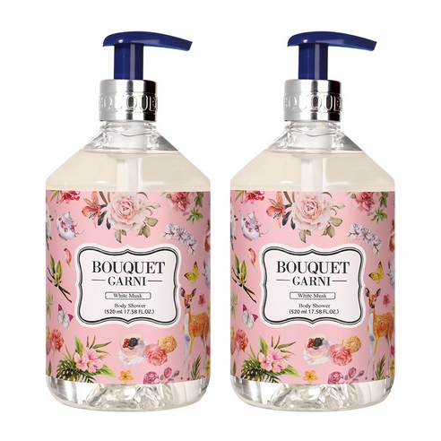 부케가르니 프레그런스드 바디워시 화이트머스크, 2개, 520ml