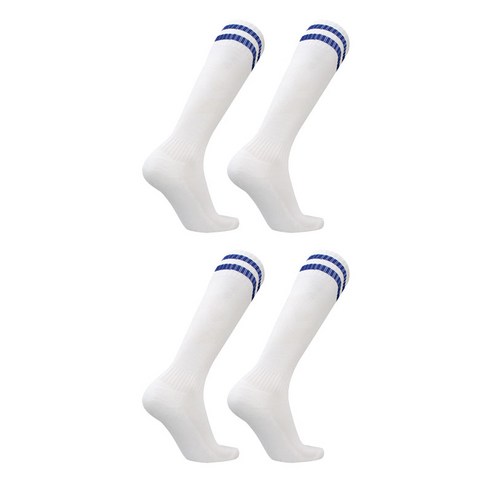 SNF 훈련용 두꺼운 롱 축구양말 2켤레, 02 화이트블루, L