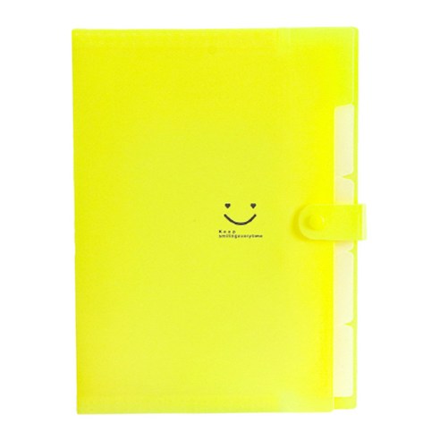스마일리 아코디언파일 5칸 A4, 옐로우, 1개