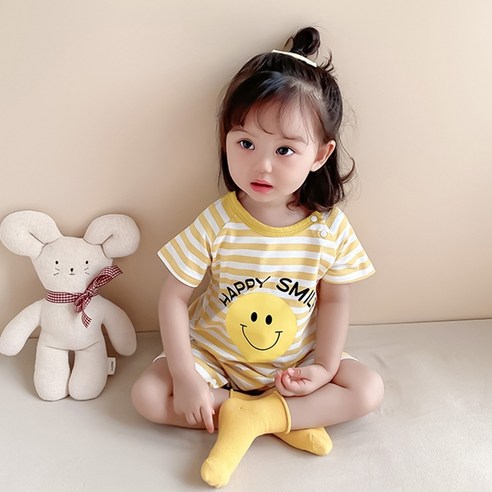 엠케이 신생아용 반팔 스마일 우주복