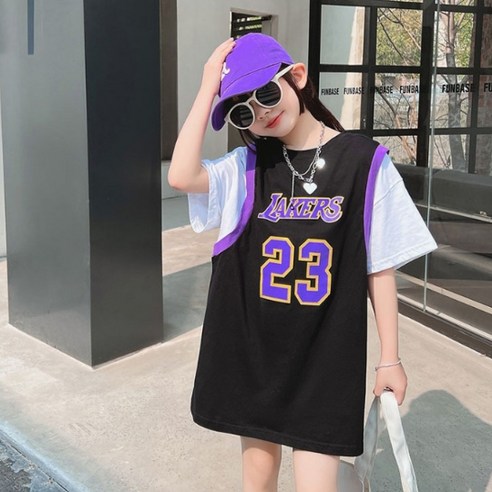 오렌지다몸 여아용 LAKERS23 레이어 롱티