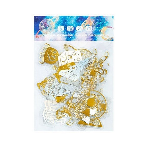 글로리빙 홀로그램 DIY 다이어리 데코 스티커 40p, 1개, 우주정복