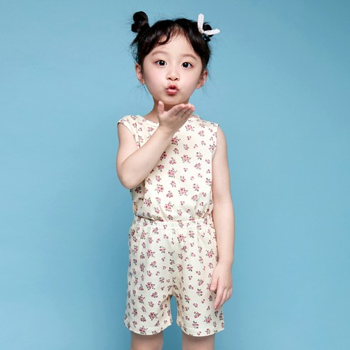 바오밥나무 여아용 꽃다발싱글 민소매 상하의 세트