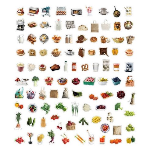 글로리빙 생활공감 diy 데코 스티커 100매입 x 2종 세트, 디저트공감, 배지터블 공감, 1세트