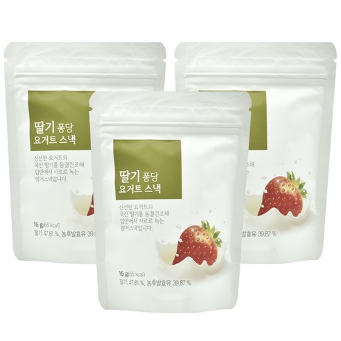 ORGA 퐁당 요거트 스낵 16g, 딸기맛, 3개