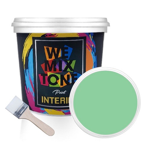 WEMIXTONE 내부용 INTERIOR 수성 페인트 1L + 붓, WMT0447P01 + 랜덤 발송, 1세트
